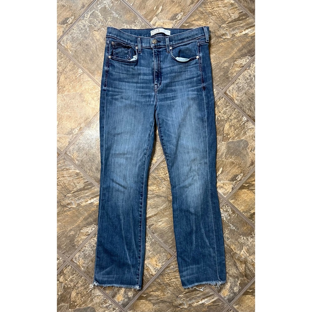 AYR The Bomb Pop Jeans Women 33L Blue Straight Leg Raw Hem